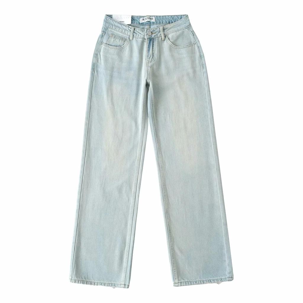 American Low-Waist Straight-Leg Loose Denim Distressed Wide-Leg Floor-Length Pants 2025 Summer Collection