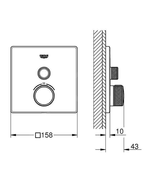 Mitigeur Thermostatique - Grohe - Grohtherm SmartControl - Chrome - 1 Sortie - Économie D'eau