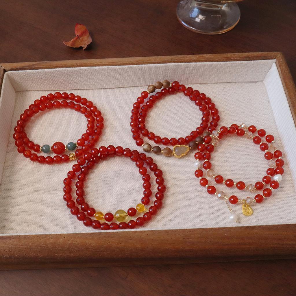 Natural Agate Double Ring Bracelet. Fashion Women Daily Jewelry Lucky Gift