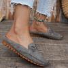Women Slip On Loafers Soft Sole Casual Moccasin Shoes Perforated Upper with Bow Accent Comfortable Footbed