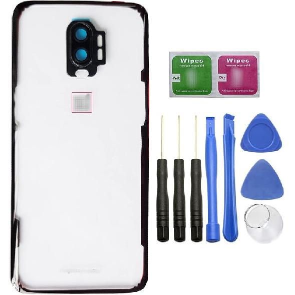 Ubrokeifixit for OnePlus 6T Housing Rear Back Glass Door Cover Replacement for OnePlus 6T A6010 A6013 LTE 6.41 (Mirror Black) Clear-6T