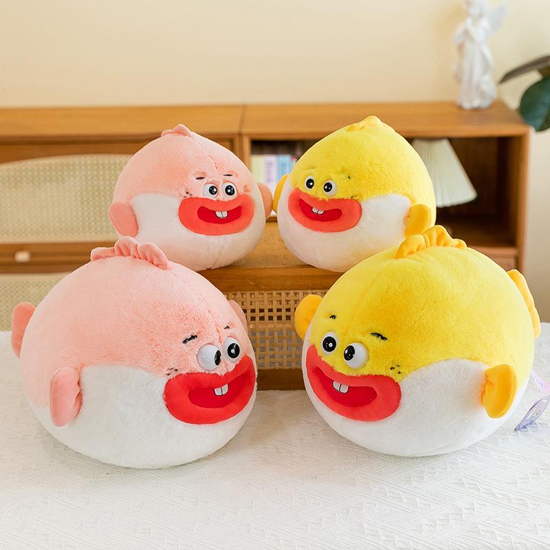 Roztomilá plyšová hračka klaun ryba panenka velká pusa tlustá ryba panenka dětský uklidňující polštář hadrová panenka dárek pro dívku