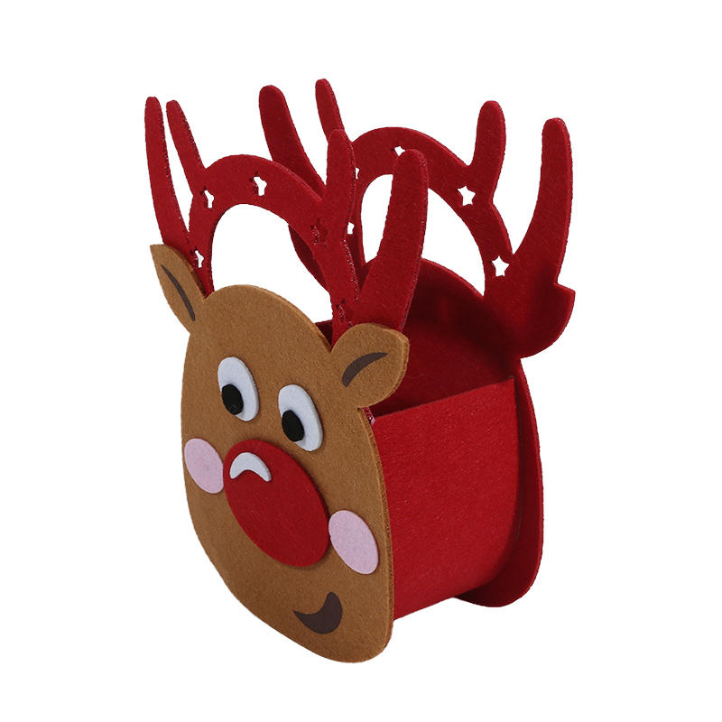 Cute Christmas Tree Treat Pouch Santa Claus Elk Gifts Bag Portable Decoration Felt Cloth Candy Handbag