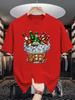 Unisex Red Tee Ice Cold Beer Bottles Retro Letter Food Graphic Print Crew Neck Short Sleeve Summer Casual Male Cotton Street Top