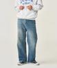 Deobeuleis Half-Banding Wide Denim Pants (Medium Blue)