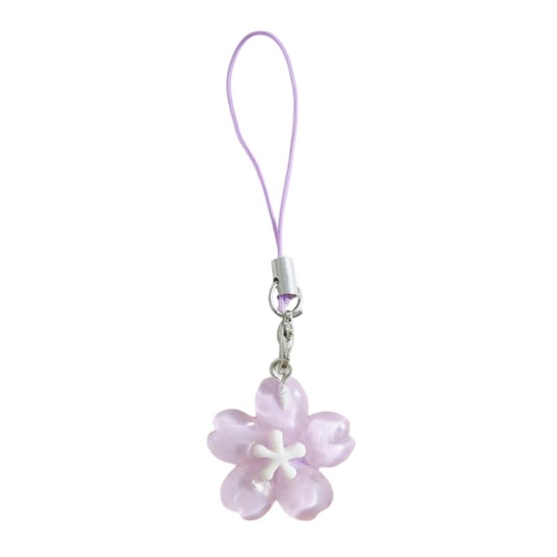 Plastic Resin Floral Keychain Cute Flower Design Clear Sweet Accessory For Backpacks Key Rings Girls Gifts