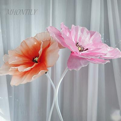 Linen Giant Simulation Poppy Flower Home Garden Decor Background Wall New Large Artificial Flower