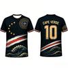 Camisa de futebol de Cabo Verde, estampa tropical 3D, tamanho família, adequada para crianças e adultos, para treino, fitness e corrida.