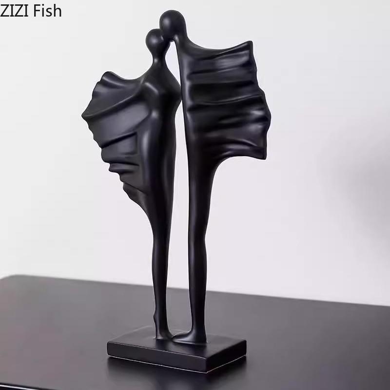 Abstract Couples Figures Statue Desk Decoration Lovers Character Resin Sculpture Modern Crafts Ornaments Room Aesthetics Decor