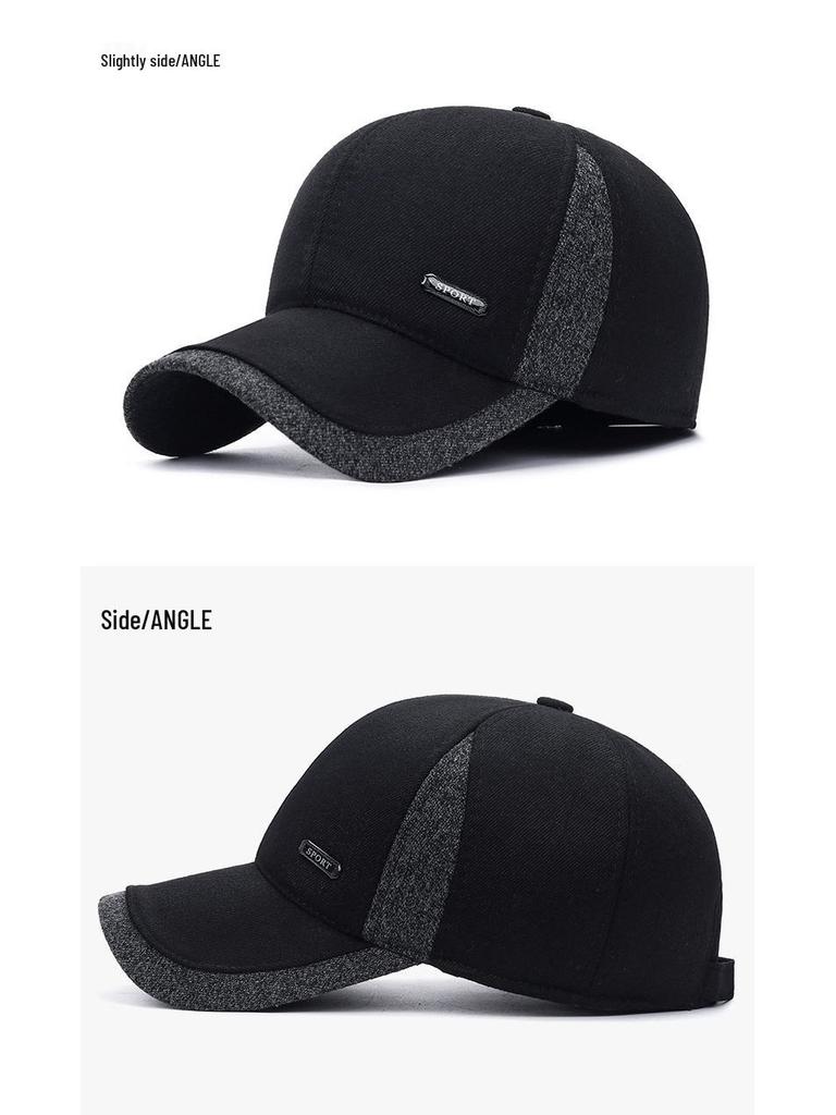 Men's Winter Cotton Ear Protection Baseball Cap - Warm, Thickened for Middle-Aged and Elderly