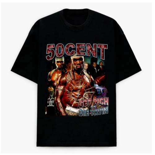 50 Cent Hip Hop Bootleg Streetwear Graphic Rap Short Sleeve Tee T-shirt Unisex T-Shirt XXXXL