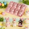 Easter Silicone Mold 8 Cavity 3D Bunny Shape Non-Stick Flexible Mold Chocolate Candy Pudding Soap Clay Baking Decorating Tool
