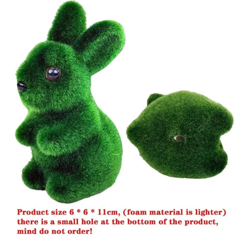 1-20PCS 3D Realistic Easter Bunny Green Foam Flocking Moss Rabbit Craft Ornament Gardening Decor Spring Home Decoration