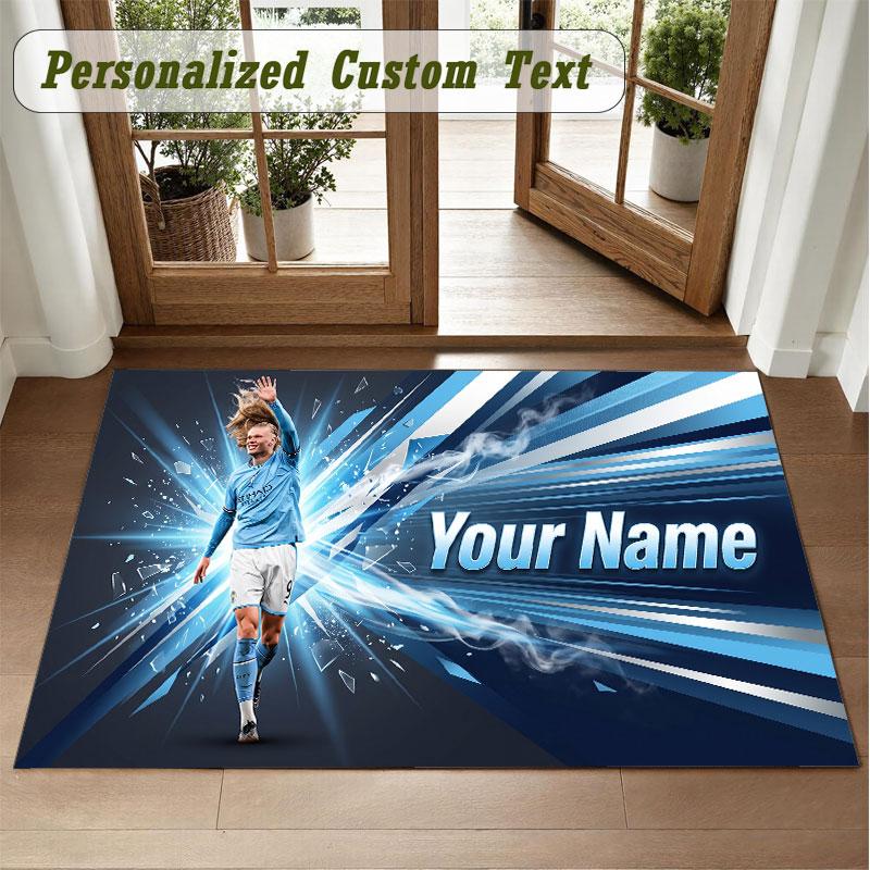 Crystal Velvet Square Rug Custom NameErling Haaland Pattern Non Slip Home Floor Decor Rug