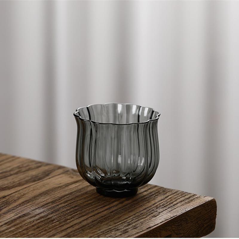 Chinese Style Lotus Glass Tea Infusers Pitcher Heat Resistant Hammered Kung Fu Chahai Creative Transparent Tea Cup