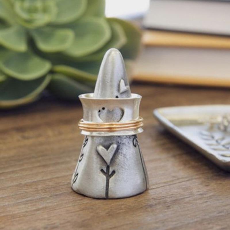 Fashion Hollow Love Women Two-Color Copper Ring, Romantic Birthday Gift