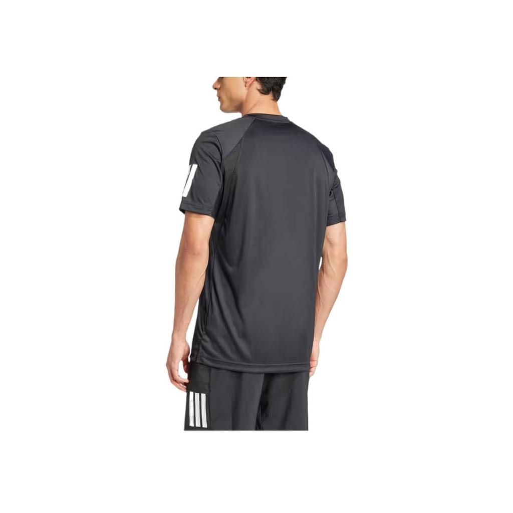 adidas SS25 Club 3STR Einfarbig Gestreift Atmungsaktiv Mode Logo Einfach Schön Kurzarm T-Shirt Herren Oberteile Schwarz JG0978