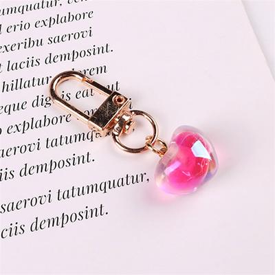 Girl's Cute Creative Transparent Small Commodity Peach Heart Keychain Jewelry Lovely Pendant Colorful