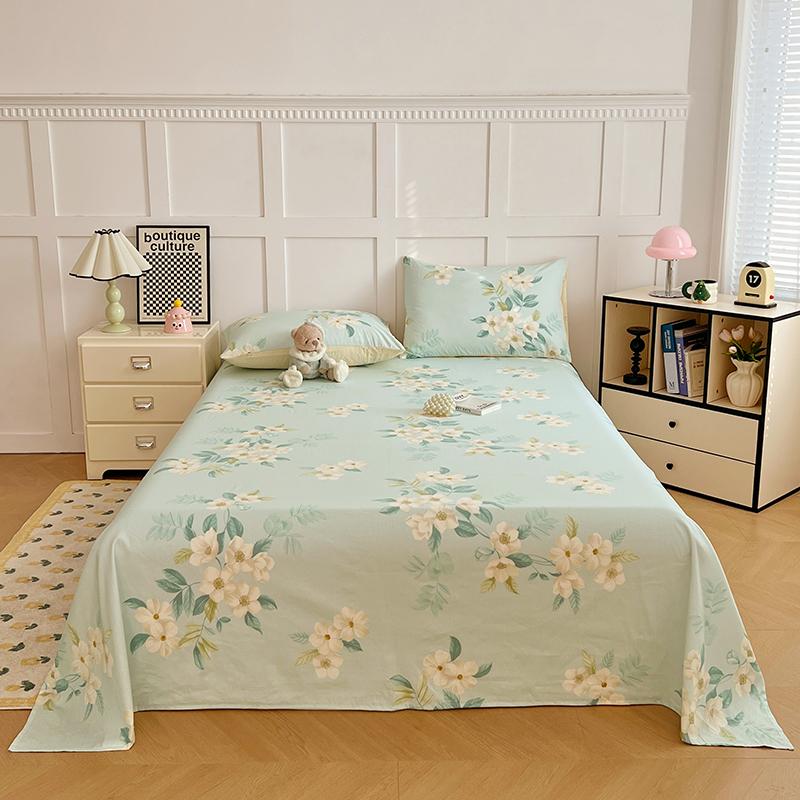 100% Cotton Floral Printing Bed Sheet Comfortable Skin Friendly Queen Flat Sheets for Bed High Quality Pure Cotton Bedsheet King