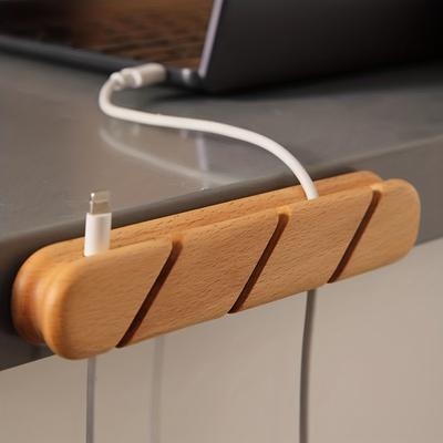Massivholz-Kabelclips - Selbstklebender Kabelorganisator, Geeignet für USB-Ladekabel, Netzkabel und Mauskabel, Holzdesign