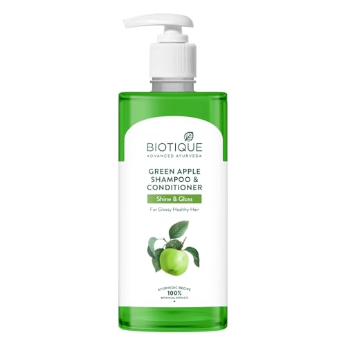 Biotique Green Apple Shine & Gloss Shampoo & Conditioner| Promotes Healthy, Shiny and Glossy Hair | Nourishes Scalp | Makes Hair Soft & Smooth |100