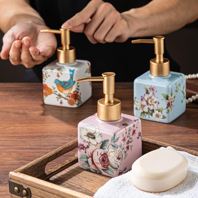 American Ceramic Hand Sanitizer Bottle Bathroom Homestay Hotel Shower Gel Empty Bottle Separate Bottle Press Dispenser