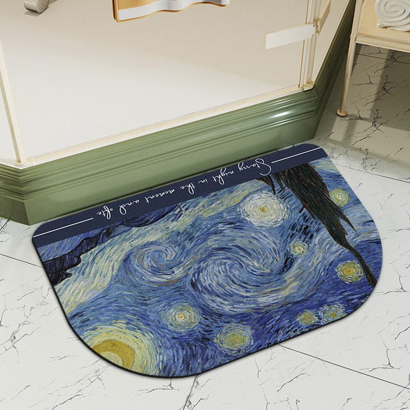 Oil Painting Bathroom Foot Mat Anti-slip Absorbent Carpet Bathroom Foot Mat Toilet Entrance Diatom Mud Cushion