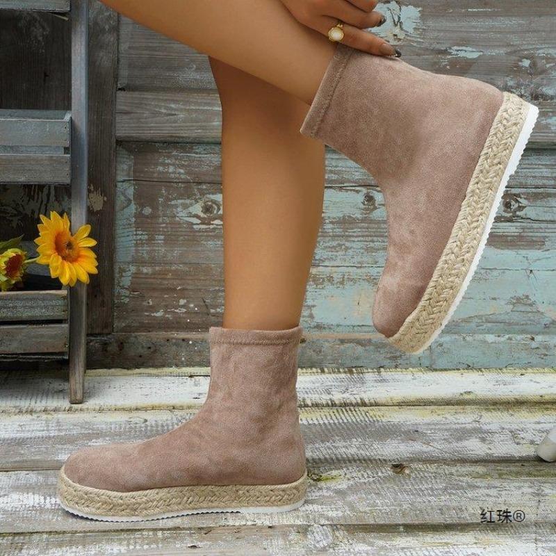 Женские осенне-зимние новые модные и простые повседневные короткие ботинки на толстой — фото 4