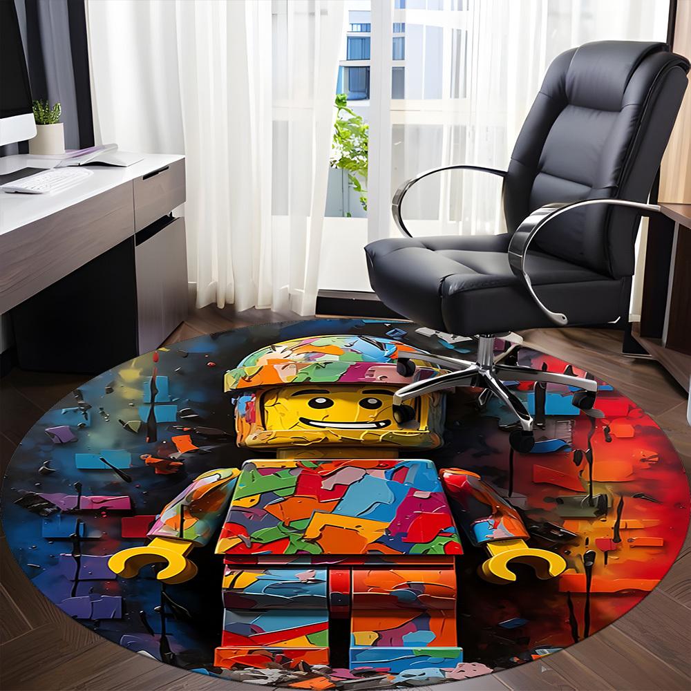 1pz Tappeto Rotondo Lego Art Ufficio, Tappetino da Interno Adatto per Ufficio, Camera da Letto Soggiorno Decorazione Casa, Decorazione Stanza, Offic a0928210