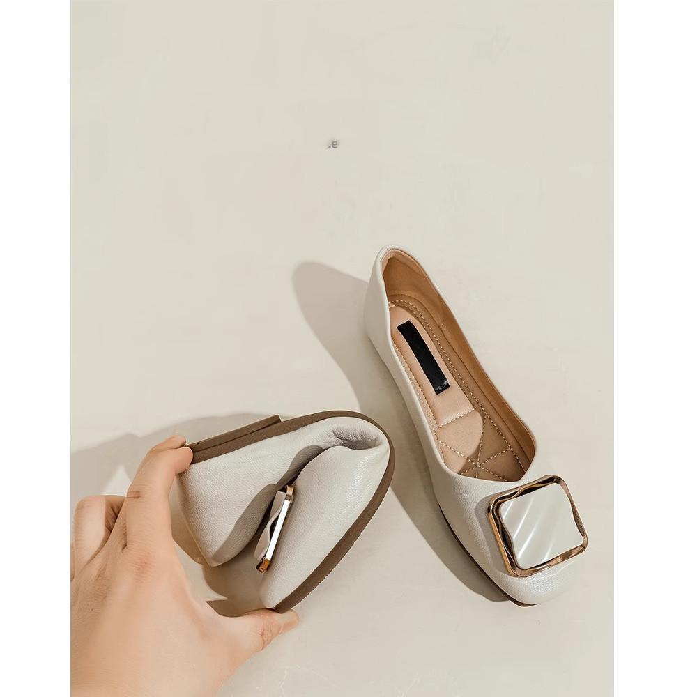 Late evening wind fairy gentle flat-soled single shoes women's summer low-heeled shallow mouth Doudou shoes versatile soft-soled shoes spring and