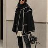 Fashion Scarf Collar Coat for Women Loose Winter Autumn Loose Jackets Elegant Tassel Streetwear Casual Chic Long Sleeve Jacket