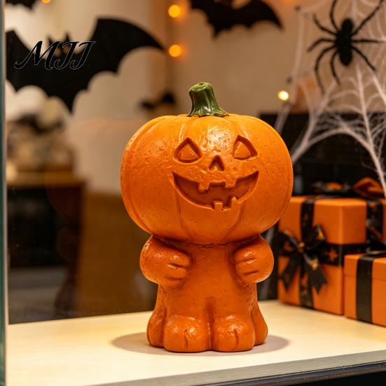 Seasonal Home Decorations Halloween Patchwork Ghost/Pumpkin Man Statue Ornament, Resin Creative Desktop Figurine, Unique Holiday Gifts Cute Sculpture