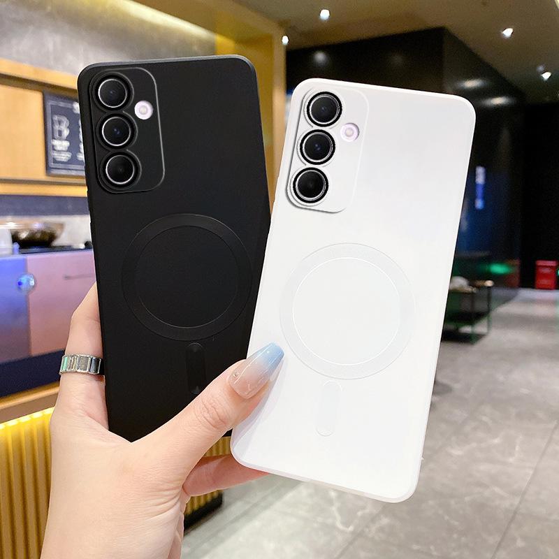 Applicable To Samsung A57 Mobile Phone Case MagSafe Magnetic Suction A37 All-inclusive A17 Metallic Paint A07 Anti-drop A56 Protective Case