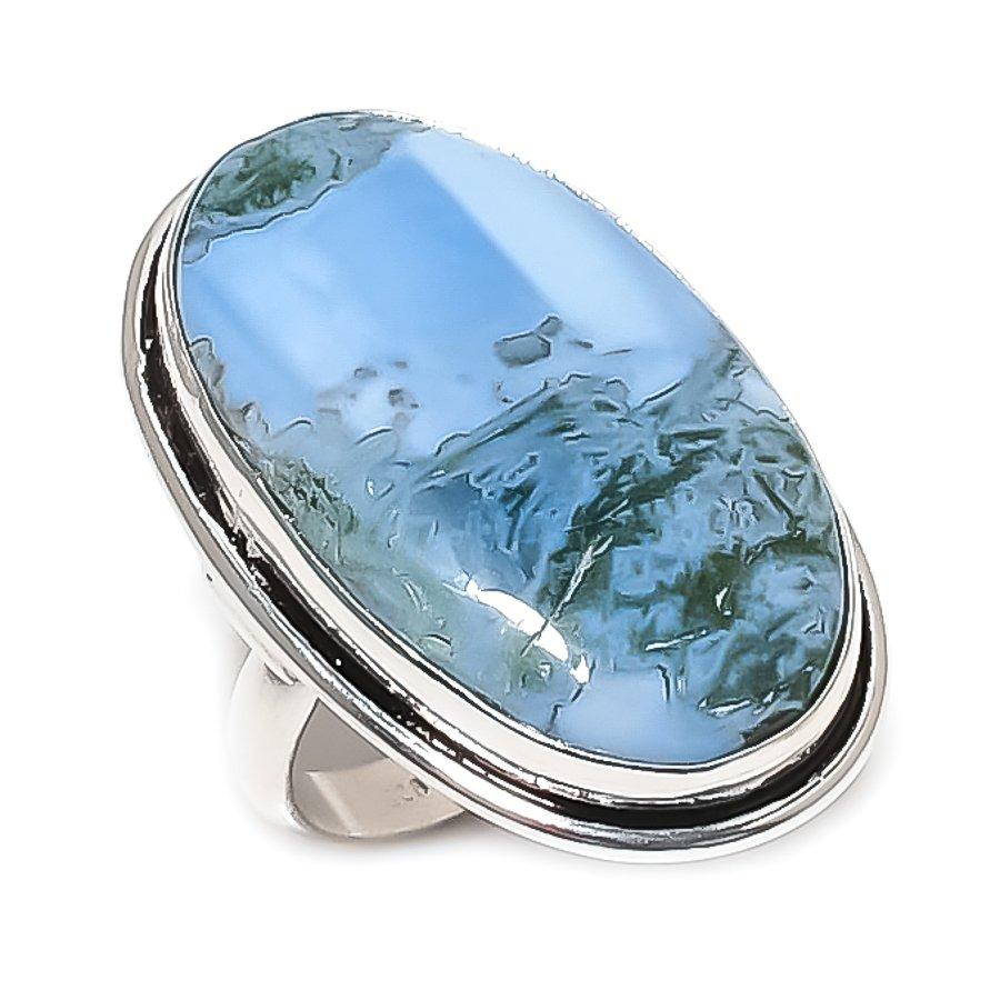 Natural Tree Agate Gemstone 925 Sterling Silver Jewelry Ring Size 7 D8q97