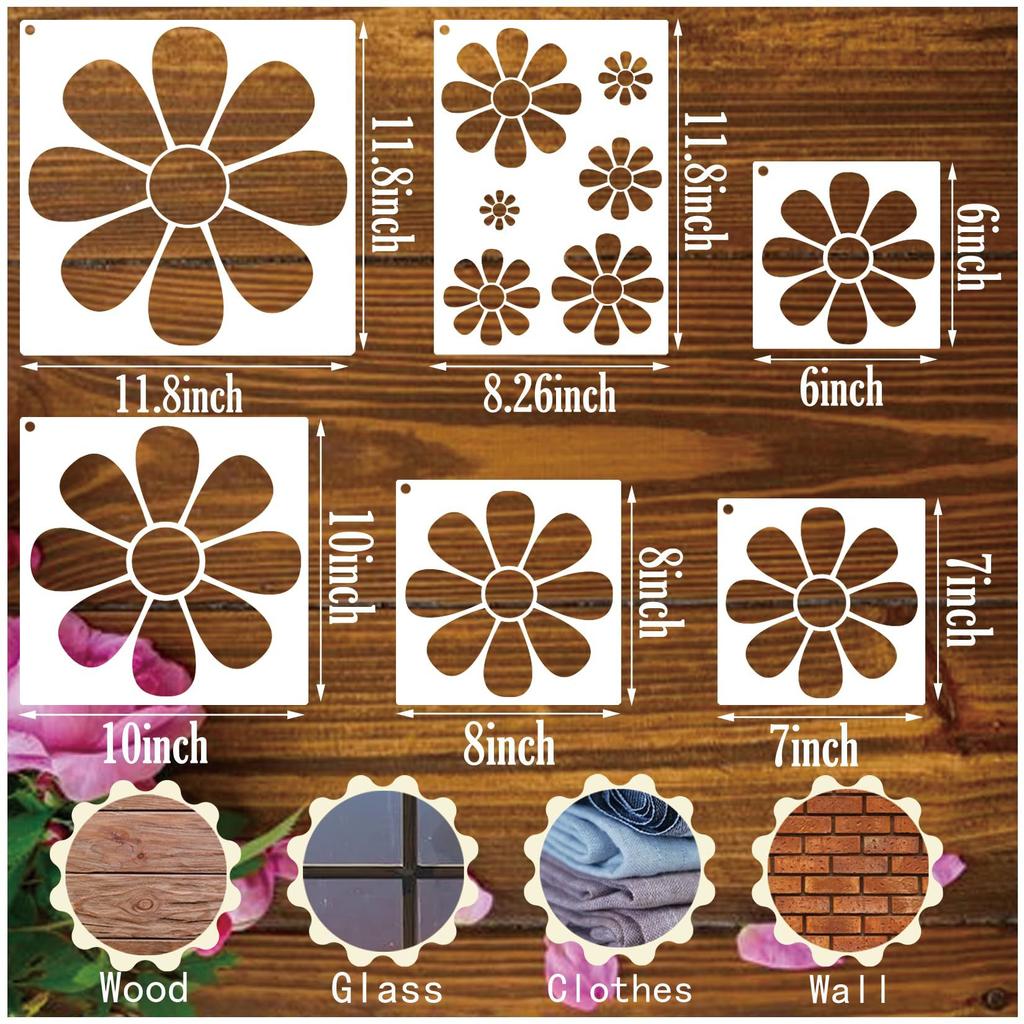 Large, Garden Sunflowers, Flowers, DIY, Hollow Out Painting Template, Made of PET Material, Easy To Clean, Artistic Decoration