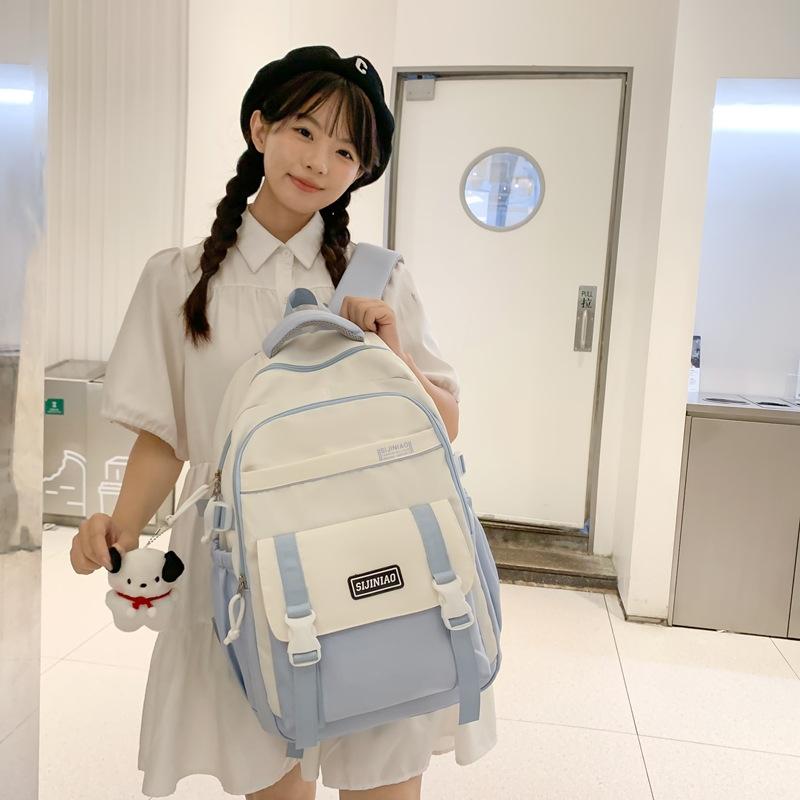 Schoolbag Stylish Simple Versatile Student School Bag Niche Design Light Leisure Travel Backpack Large Capacity Class Backpack