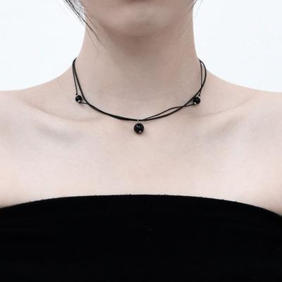 Baroque Stone Two String Knot Necklace