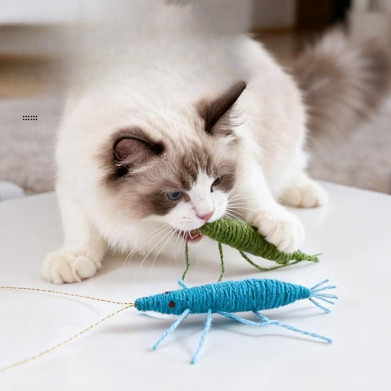 10PCS Woolen Prawn Cat Toy with Catnip Simulated Insect Interactive Play Chew Toy for Cats Entertainment Pet Supplies
