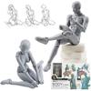 Male Female Drawing Figures with Stands for Manga and Muscle Drawing Sketch Drawing Art Educational Professional Movable Posable Figure 30-Jointed &