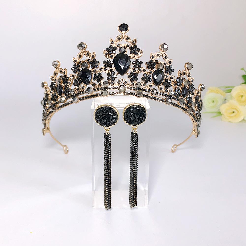 Baroque Retro Black Luxury Crown Bridal Tiara Wedding Dress Wedding Birthday Queen Crown
