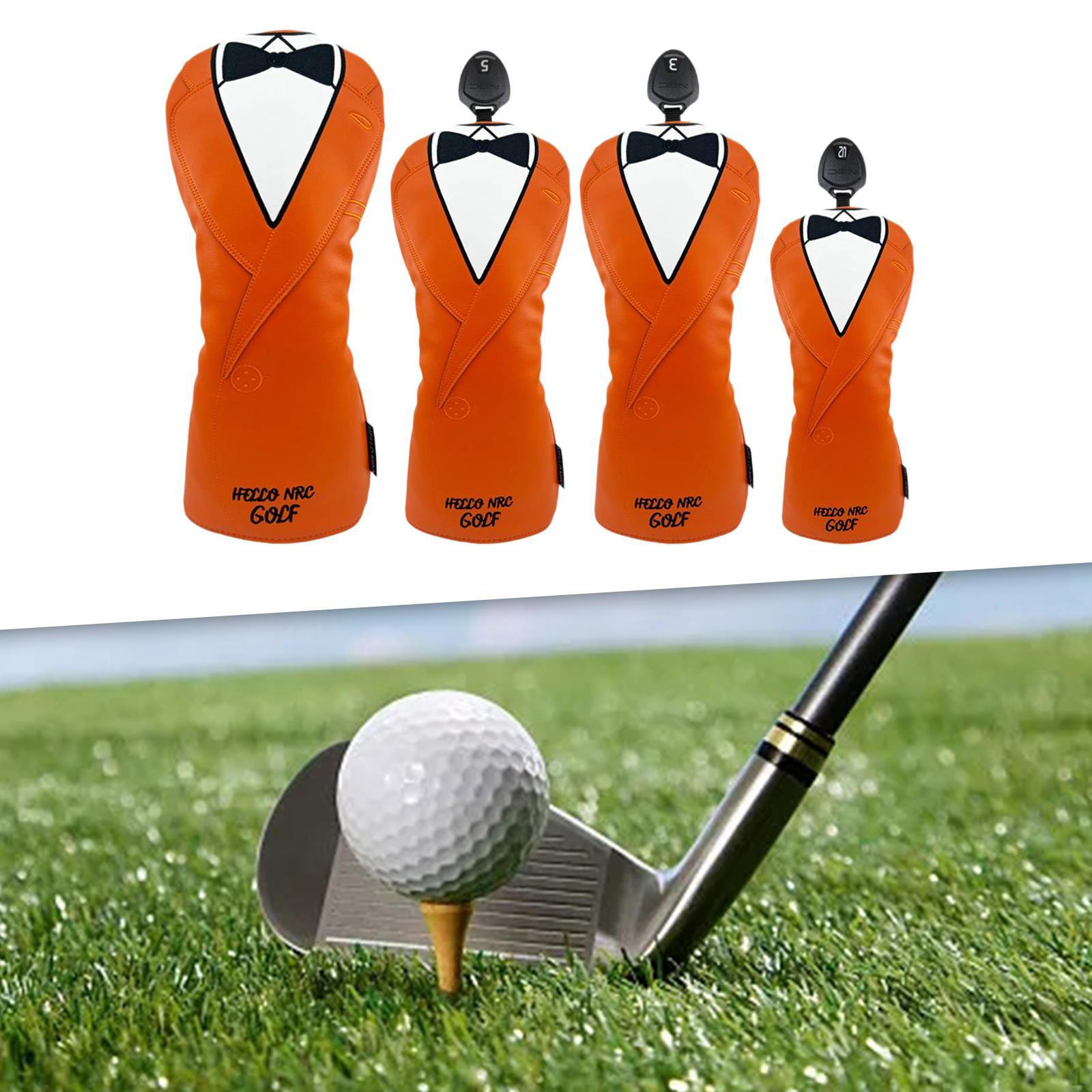 

4Pcs Golf Club Head Cover Driver Covers Wood Headcover Long Neck Anti Scratch