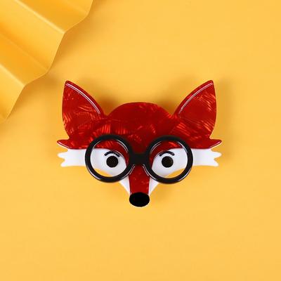 Handgefertigte Mode Acryl Tierbrosche Fuchs Cartoon Modeaccessoires
