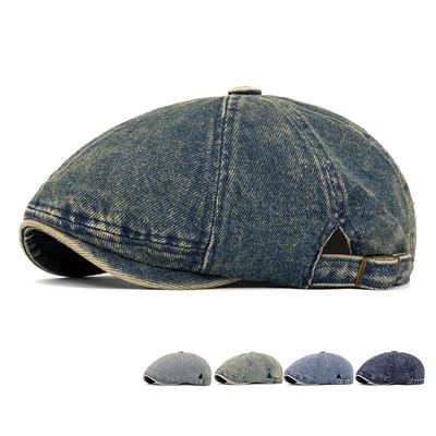Béret en denim vintage Casquette d'été pour femmes Casquette plate pour hommes Casquettes de gavroche