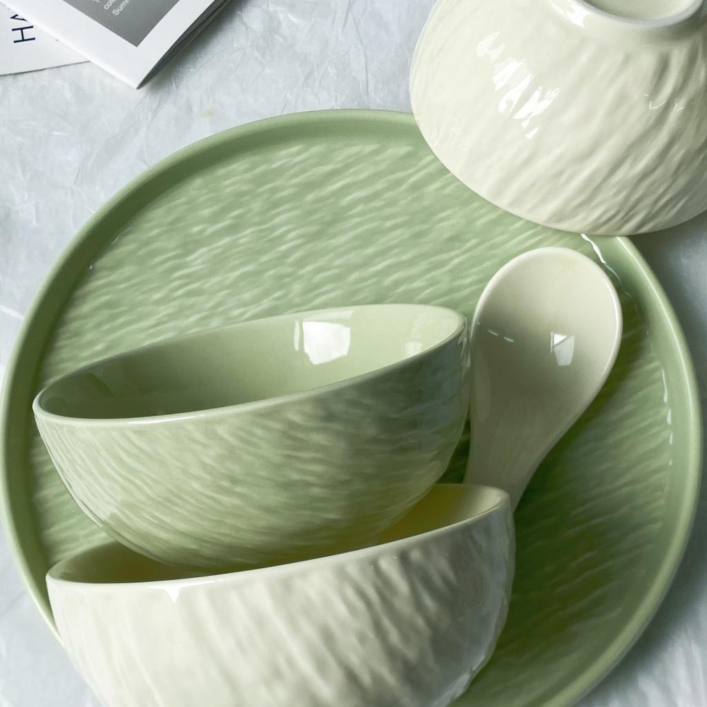 Ceramic Rice Bowl Chinese New Household 4.5 Inch Stone Pattern Solid Creative Dining Tableware Underglaze Colour Breakfast Bowl