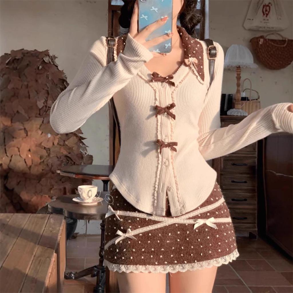 Sweet Hot Lace Skirt Set: Spring & Autumn Pure Desire Temperament