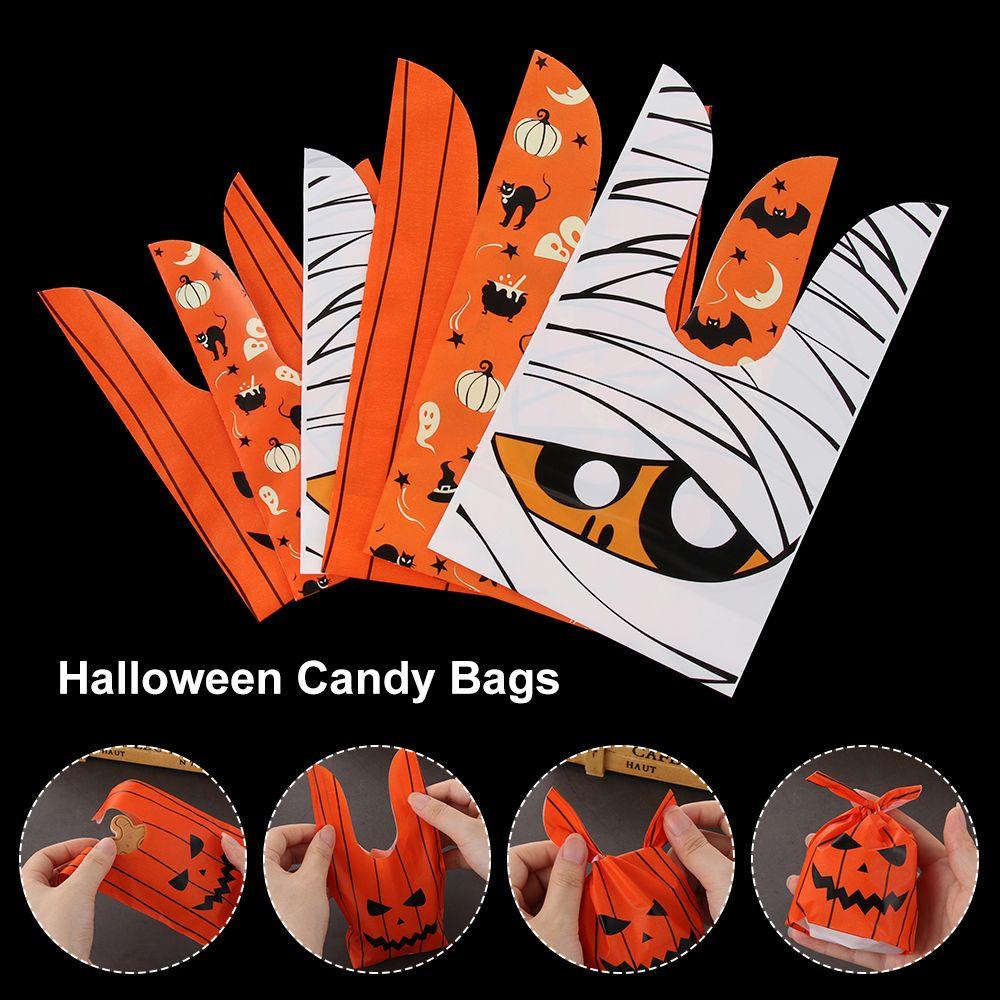 50Pcs Bat Pumpkin Rabbit Ear Baking Packaging Cookie Bag Halloween Candy Bags Halloween Decoration