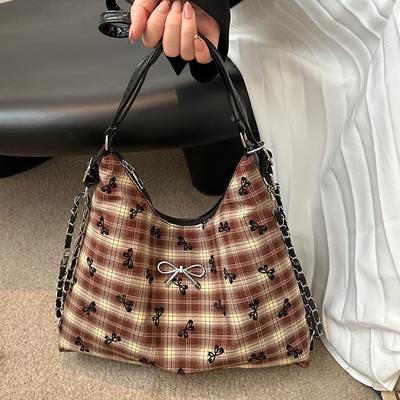 Popular Plaid Bag Autumn and Winter New Texture Butterfly Crossbody Personality Multifunctional Single-shoulder Backpack