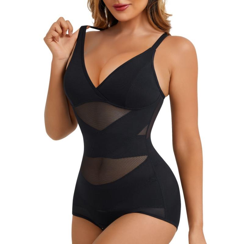 

Женский боди-корсет для моделирования фигуры с съемными вставками - Контроль живота, подтяжка ягодиц, глубокий дизайн с перекрестной спиной S чёрный