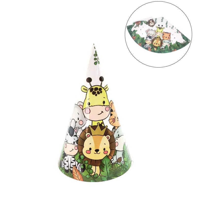 Dschungel-Tier-Geburtstagsparty-Dekoration Zoo-Partyzubehör Papier Teller Papiertassen Tischdecken Geburtstagsfest