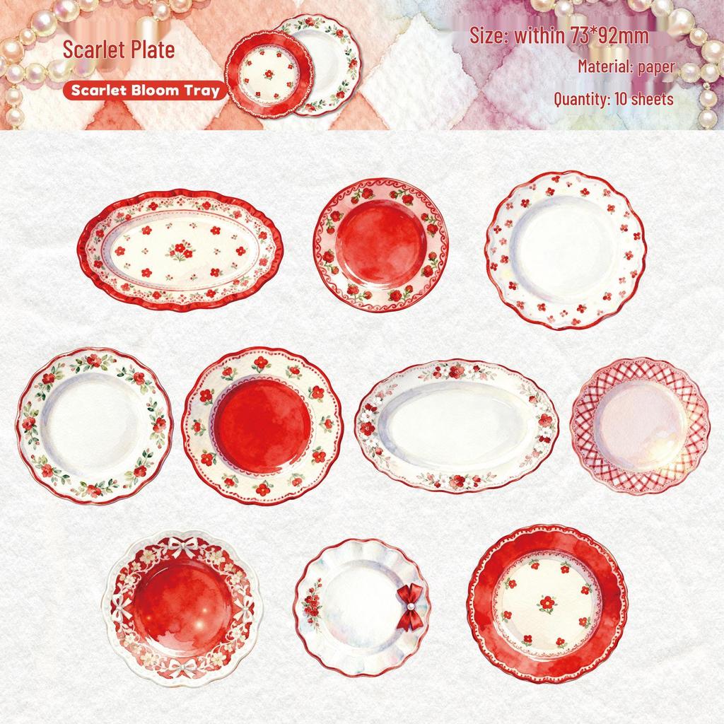 RetroStory Porcelain Dream Sticky Notes: Handwritten-Style Journals, Food-Themed Background, 10 Sheets/Pack